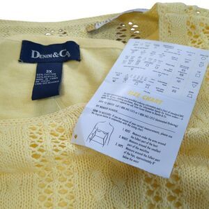 Denim & Co Bright Yellow Pointelle Knit Sweater 3XL
